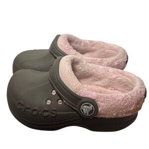 Crocs Classic Lined Clog With Pink Fleece Lining Little Kids Size C 8-9